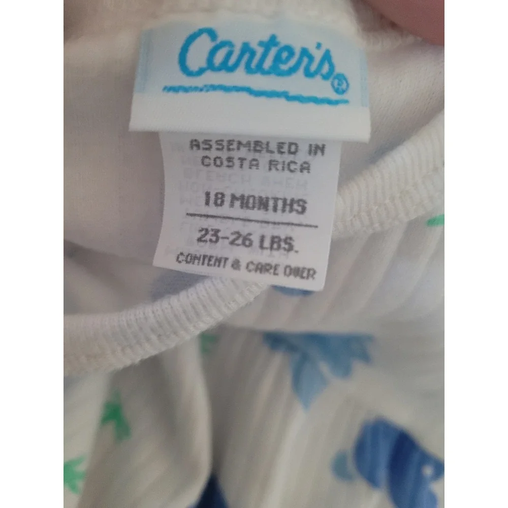 Vintage Carters Baby Blue Bunny Cloud Ribbed Tank Bodysuit 18 Months‎ #5